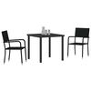 vidaXL Garten Essgruppe mit Kissen 3 pcs Schwarz Poly-Rattan