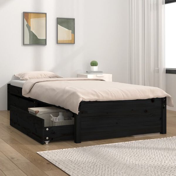 vidaXL Bett mit Schubladen Schwarz 90x190 cm