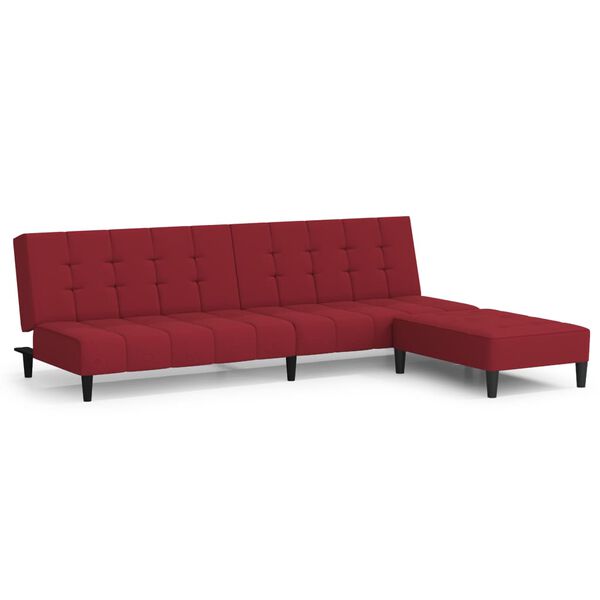 vidaXL Schlafsofa 2-Sitzer mit Hocker Weinrot Samt