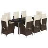 vidaXL 9-tlg. Garten-Essgruppe mit Kissen Braun Poly Rattan