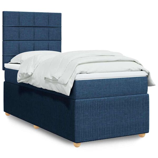 vidaXL Boxspringbett mit Matratze Blau 90x190 cm Stoff