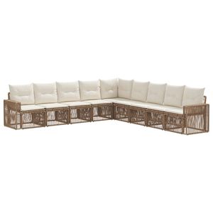 vidaXL Gartensofa-set 9 stk. Beige und Cremewei&szlig; Poly-Rattan