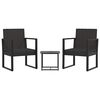 vidaXL 3-tlg. Garten-Lounge-Set mit Kissen Schwarz Poly Rattan