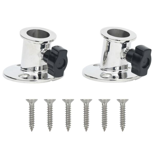 vidaXL Relingf&uuml;&szlig;e 2 Stk. Rund f&uuml;r 26 mm Rohr Edelstahl