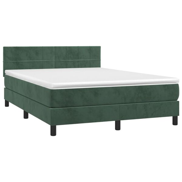 vidaXL Boxspringbett mit Matratze Dunkelgr&uuml;n 140x200 cm Samt