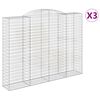 vidaXL Gabionen mit Hochbogen 3 Stk. 300x50x220/240cm Verzinktes Eisen