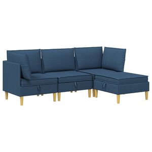 vidaXL Modular Sofa Set mit Stauraum 4 Stk. Blau Stoff