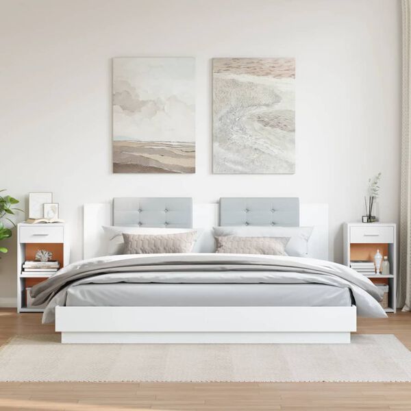 vidaXL Nachttische 2 Stk. Wei&szlig; 35x34x65 cm Holzwerkstoff