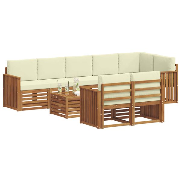 vidaXL Sofagarnituren 9 pcs Natur und Creme Massivholz Akazie