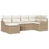 vidaXL Garten-Sofa-Set mit Kissen 6 pcs Beige und Weiß Poly Rattan