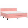vidaXL Boxspringbett mit Matratze & LED Rosa 180x200 cm Samt