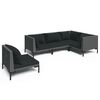 vidaXL 5-tlg. Garten-Lounge-Set mit Kissen Poly Rattan Dunkelgrau