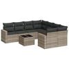 vidaXL 9-tlg. Garten-Sofagarnitur mit Kissen Hellgrau Poly Rattan