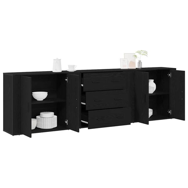 vidaXL Sideboard Schwarz Eichen-Optik 240 x 33 x 70 cm Holzwerkstoff