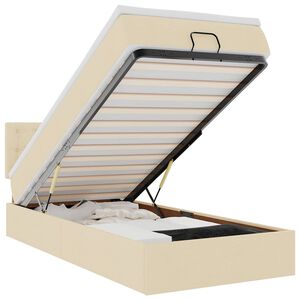 vidaXL Ottoman-Bett mit Matratze Creme 90x190 cm Stoff