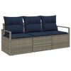 vidaXL Sofa Set 3 stk. Grau [Synthetisch]: Poly Rattan