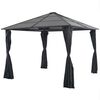 vidaXL Gartenpavillon mit Vorhang Aluminium 3&times;3 m Schwarz