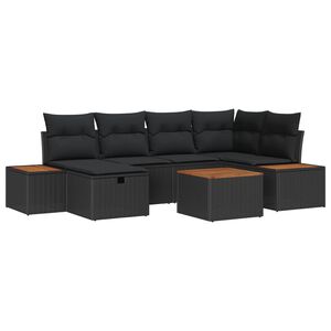 vidaXL Garten-Sofa-Set 7 pcs Schwarz 55 x 62 x 69 cm Poly Rattan
