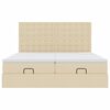 vidaXL Ottoman-Bett mit Matratzen Creme 160x200 cm Stoff