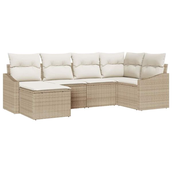 vidaXL Sofa Set mit Kissen 6 pcs Beige Poly Rattan