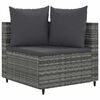 vidaXL 4-tlg. Garten-Sofagarnitur mit Kissen Grau Poly Rattan