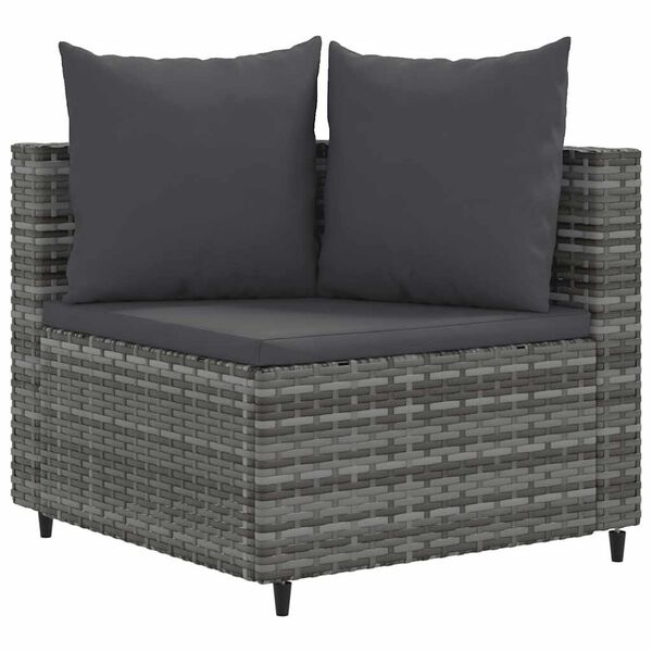 vidaXL 4-tlg. Garten-Sofagarnitur mit Kissen Grau Poly Rattan