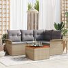 vidaXL Gartensofa-set mit Kissen 5 pcs Beige Poly-Rattan