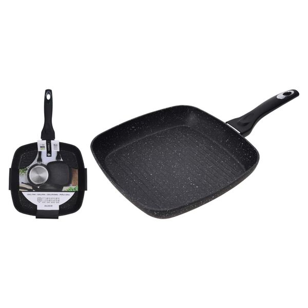 Excellent Houseware Grillpfanne 26x26x4,5 cm Geschmiedetes Aluminium