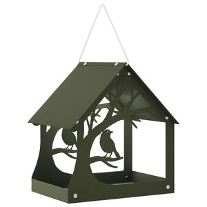 vidaXL H&auml;ngendes Vogelfutterhaus Stahl Olivgr&uuml;n