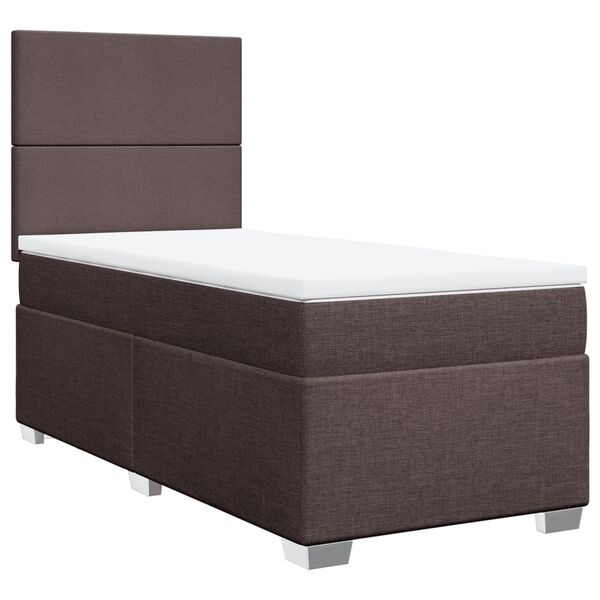 vidaXL Boxspringbett mit Matratze Dunkelbraun 90x190 cm Stoff