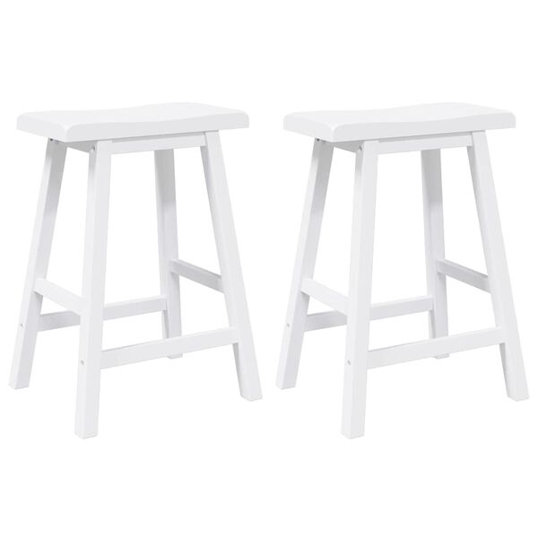 vidaXL Barhocker 2 Stk. Weiß Massivholz Gummibaum