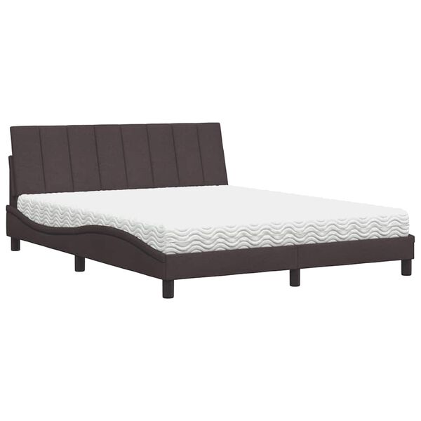 vidaXL Bett mit Matratze "Hanko" Dunkelbraun 160x200 cm Stoff