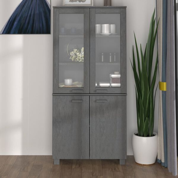 vidaXL Highboard HAMAR Massivholz Kiefer Dunkelgrau