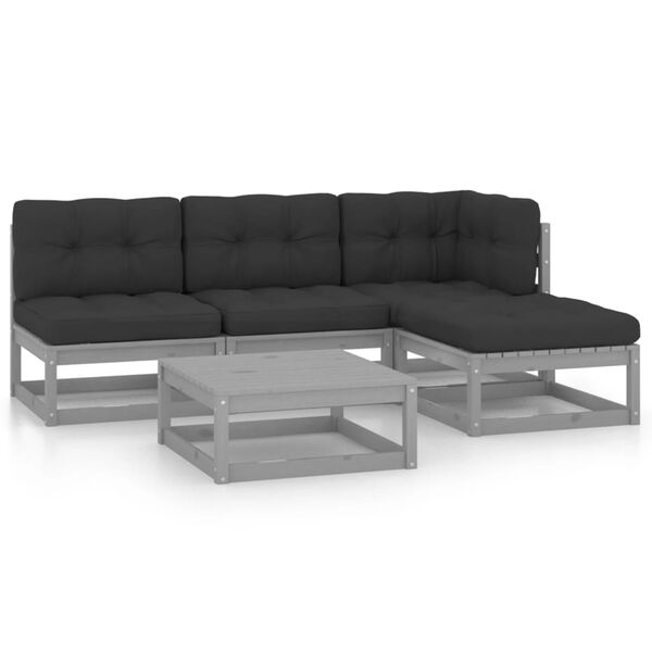 vidaXL 5-tlg. Garten-Lounge-Set mit Kissen Kiefer Massivholz