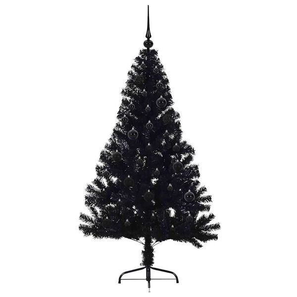 vidaXL K&uuml;nstlicher vorbeleuchteter Weihnachtsbaum Schwarz 150 cm PVC