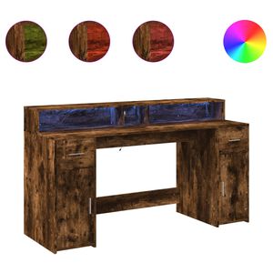 vidaXL LED-Schreibtisch R&auml;uchereiche 160x55x91 cm Holzwerkstoff