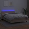 vidaXL Boxspringbett mit Matratze & LED Cappuccino-Braun 140x200cm