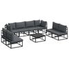 vidaXL Gartensofa-set 9 stk. Schwarz Aluminium