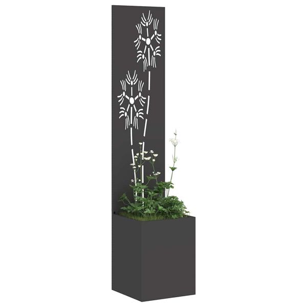 vidaXL Garten Sichtschutz-Leinwand Floral Schwarz 32 x 140 cm