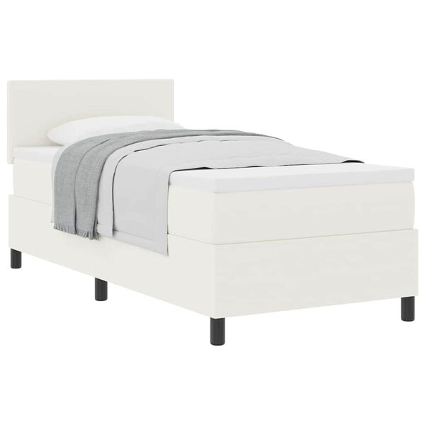 vidaXL Boxspringbett Creme und Wei&szlig; 193 x 90 x 88 cm Cordstoff