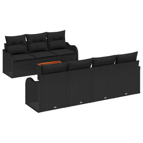 vidaXL Gartensofa-set mit Speicher 8 pcs Schwarz Poly-Rattan