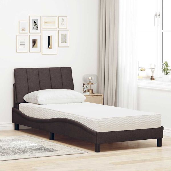 vidaXL Bett mit Matratze "Hanko" Dunkelbraun 90x190 cm Stoff