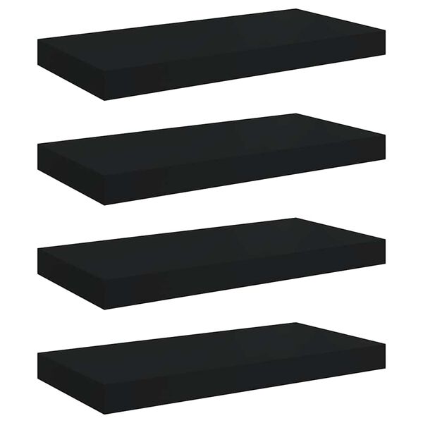 vidaXL Schweberegale 4 Stk. Schwarz 50x23x3,8 cm MDF