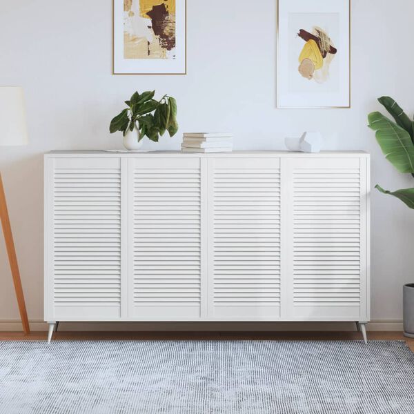 vidaXL Schrankt&uuml;ren Lamellen-Design 4 Stk Wei&szlig; 99,3x49,4 cm Massivholz