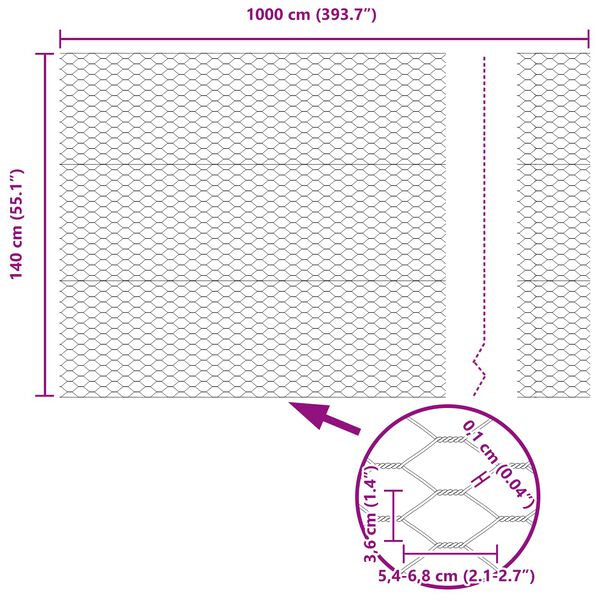 vidaXL Hexagonzaun Grün 1,4 x 10 m Stahl