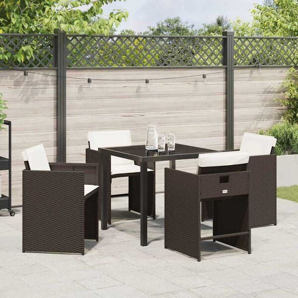 vidaXL Garten Essgruppe 5 pcs Braun Poly-Rattan