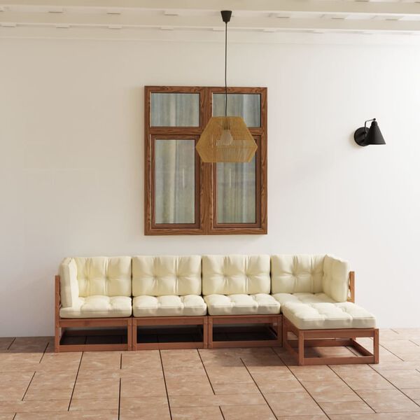 vidaXL 5-tlg. Garten-Lounge-Set mit Kissen Kiefer Massivholz