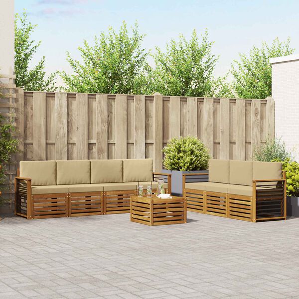 vidaXL Sofagarnituren 8 pcs Natur und Beige Massivholz Akazie