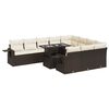 vidaXL 11-tlg. Garten-Sofagarnitur mit Kissen Braun Poly Rattan