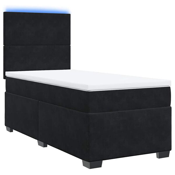 vidaXL Boxspringbett mit Matratze Schwarz 80x200 cm Samt